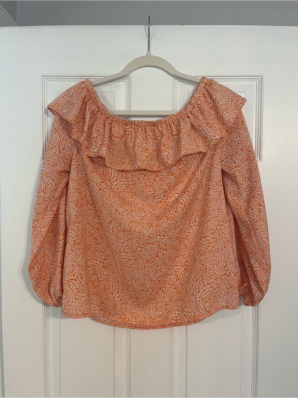 MICHAEL Michael Kors Coral-Orange Floral Ruffle Off-Shoulder Blouse